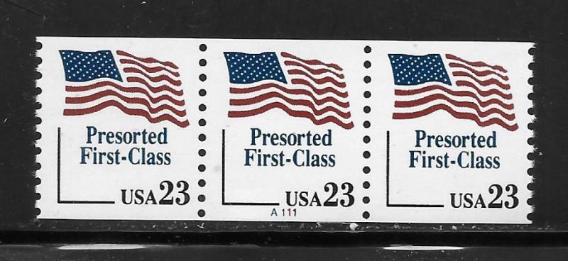 United States 2605 Flag Pre-Sorted First Class PNC Strip of 3 Plate A111 MNH