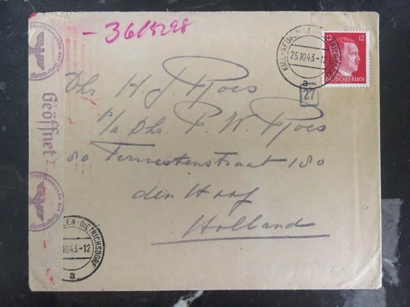 1943 Kiel Germany Censored Cover To Holland