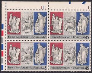 C120 45 cents French Revolution,  Block Stamp mint OG NH VF