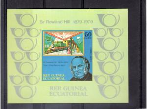 Equatorial Guinea 1979 Mi#1482 Sir Rowland Hill/Trains SS IMPERFORATED MNH