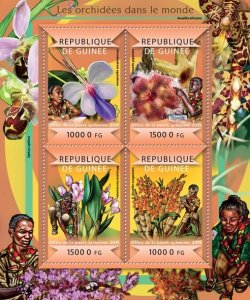 GUINEA - 2015 - Orchids of the World - Perf 4v Sheet - Mint Never Hinged