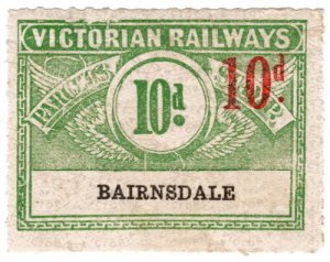 (I.B) Australia - Victoria Railways : Parcel Stamp 10d on 10d OP (Bairnsdale) 