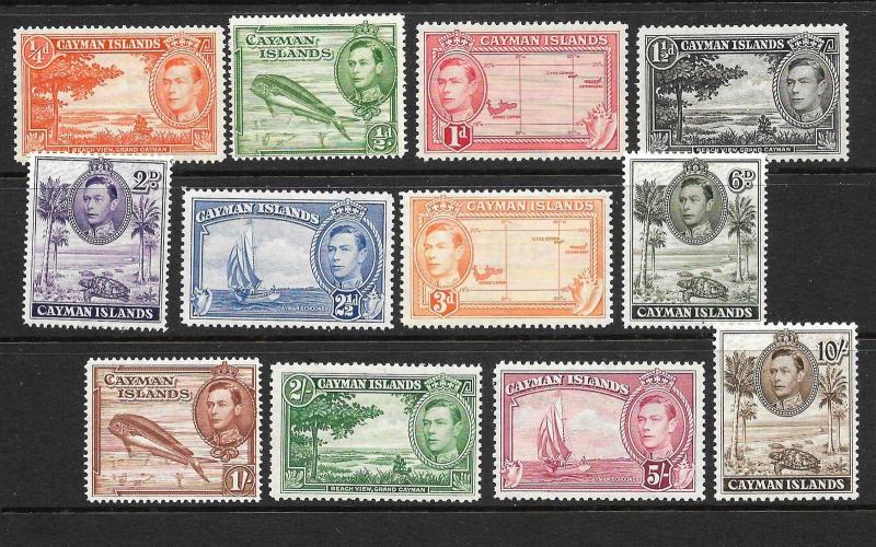 CAYMAN ISLANDS  1938-49   KGVI PICTORIALS  PART SET 12    MNH/MLH   SG 115/26