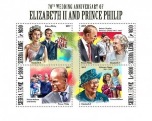 Sierra Leone - 2017 QEII & Prince Philip - 4 Stamp Sheet - SRL171119a