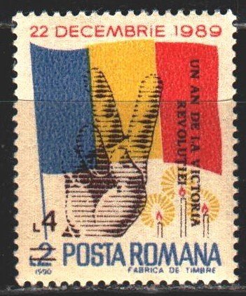 Romania. 1990. 4636. Democratic Victory, overprint, hands. MNH.