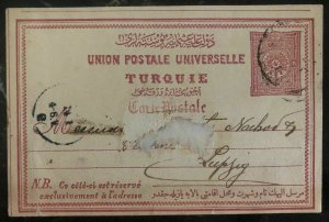 1894  Turkey Postal Stationary Postcard Cover To Leipzig Germany