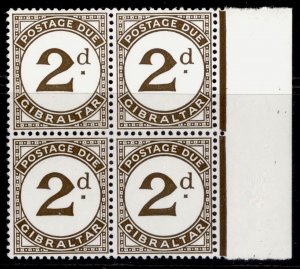 GIBRALTAR QEII SG D2, 2d sepia, NH MINT. BLOCK X4