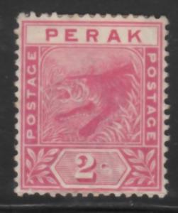 Malaya Perak 1892 Sc 43 Leaping Tiger 2c rose MH