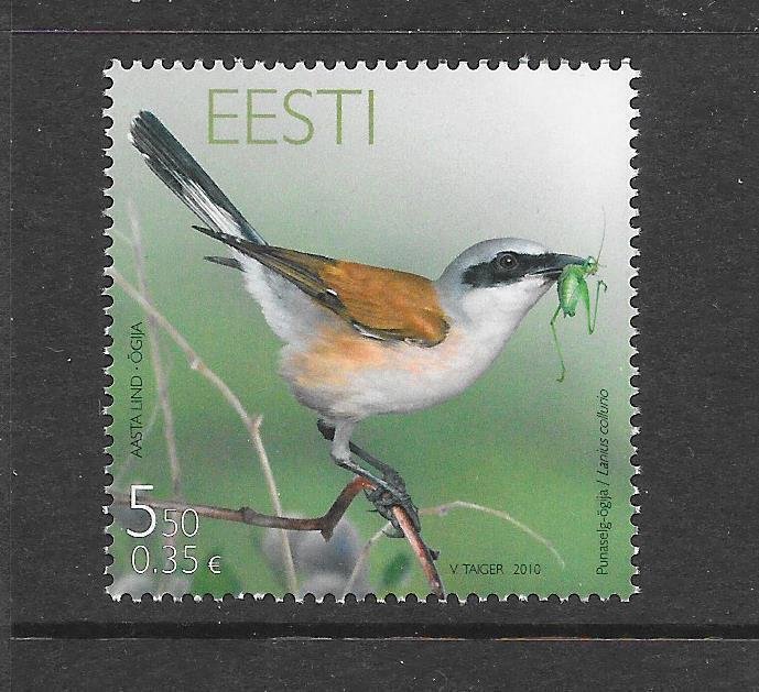 BIRDS - ESTONIA #645 RED-BACK SHRIKE MNH