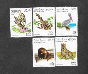 Laos 1260-1264 Mint NH MNH Flora Fauna Cats Bear Snake Butterfly Wildlife!