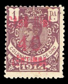 Spanish Colonies, Cape Juby #6 Cat$75, 1916 40c on 1p red violet, hinged, sig...