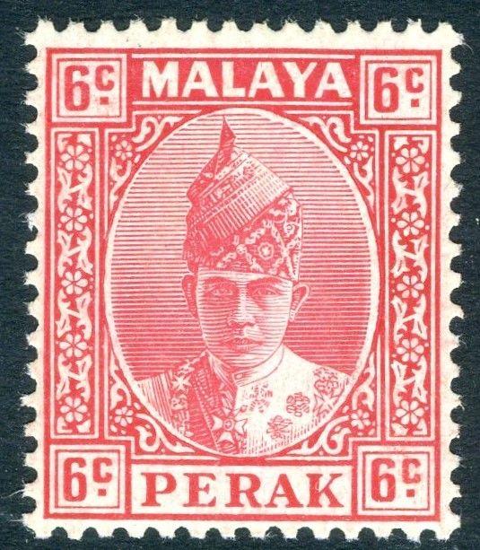 MALAYA (PERAK)-1939 6c Scarlet Sg 109 LIGHTLY MOUNTED MINT V18776