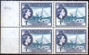 Virgin Islands 1962 1c Turq & Slate-Violet SG150a V.F MNH Block of 4