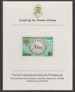 LIBERIA 1979 YEAR OF THE CHILD  imperf proof mounted on Format Int Proof Card