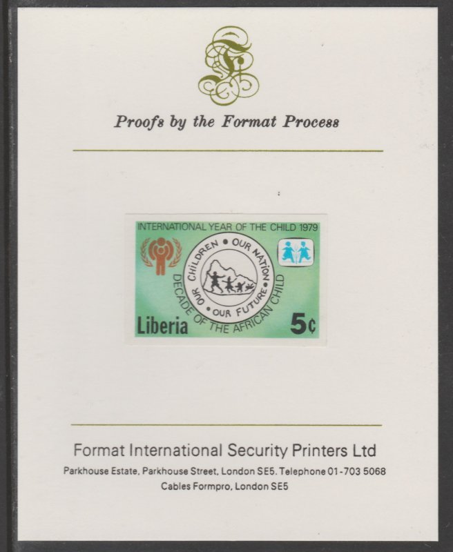 LIBERIA 1979 YEAR OF THE CHILD  imperf proof mounted on Format Int Proof Card