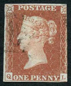 1841 Penny Red (QL) Plate 5 Three Margins