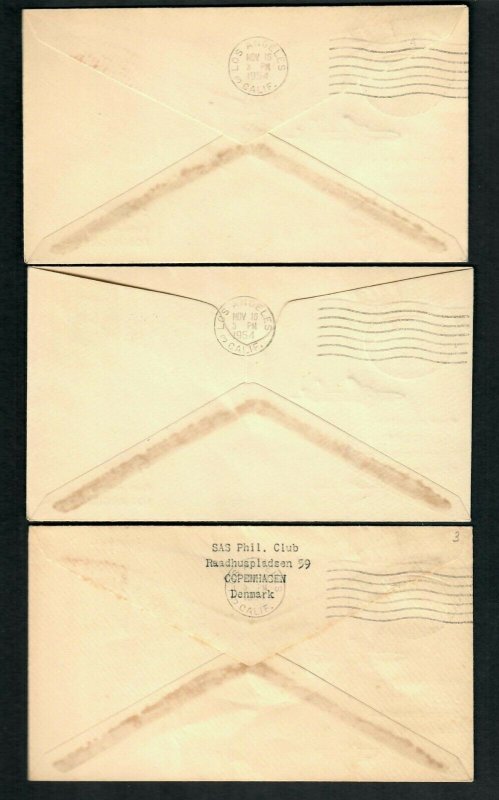 Lot 9 (6) Covers SAS 1954-59 Austria Wien-101, Norway Aerogram,  Sweden Retour