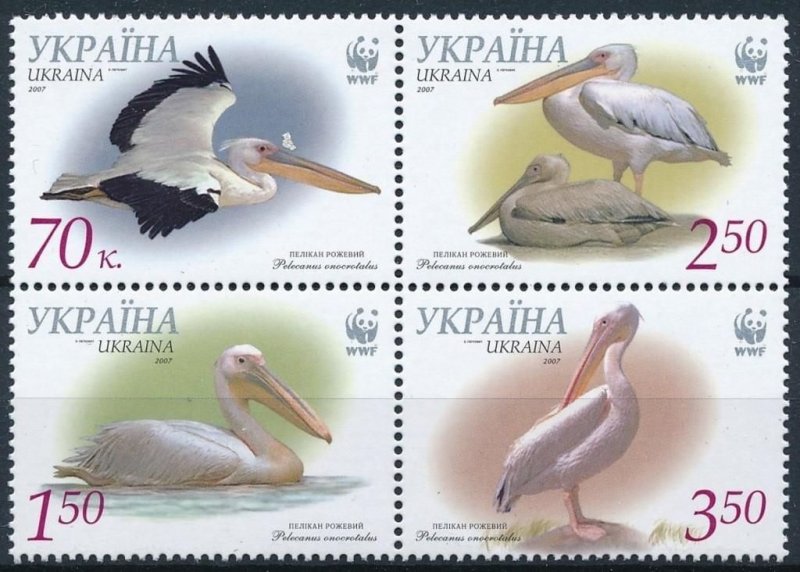 Ukraine MNH Block 3222 Pelicans WWF 2007