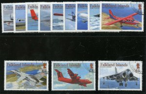 Falkland Islands 2008 QEII Aircraft set complete very fine used. SG 1096-1107.