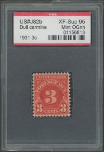 USA J82b - 3 cent Scarlet Dry Printing - PSE Graded Slab - XF/Sup 95 Mint OGnh