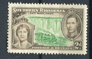 RHODESIA; SOUTHERN 1937 early Coronation issue Mint hinged 2d. value