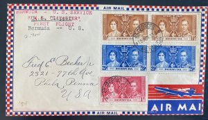 1937 St George Bermuda First Flight Cover FFC To Philadelphia PA Usa US Clipper