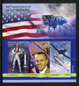 LIBERIA  2023 100th ANNIVERSARY OF ALAN SHEPARD SHEET  MINT NEVER HINGED