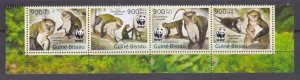 2013 Guinea-Bissau 6644-6647strip+Tab WWF / Fauna - Monkeys  12,00 €