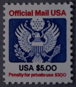 United States #O133 $5 Official Mail USA OG VLH