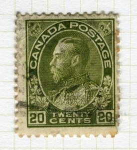 CANADA; 1911-22 early GV issue used Shade of 20c. value