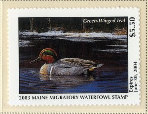 US ME20  MAINE STATE DUCK STAMP 2003 MNH SCV $9.00 BIN $4.50