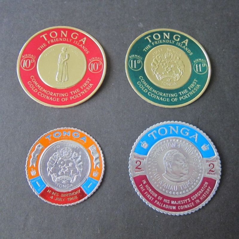 Tonga 4 round stamps