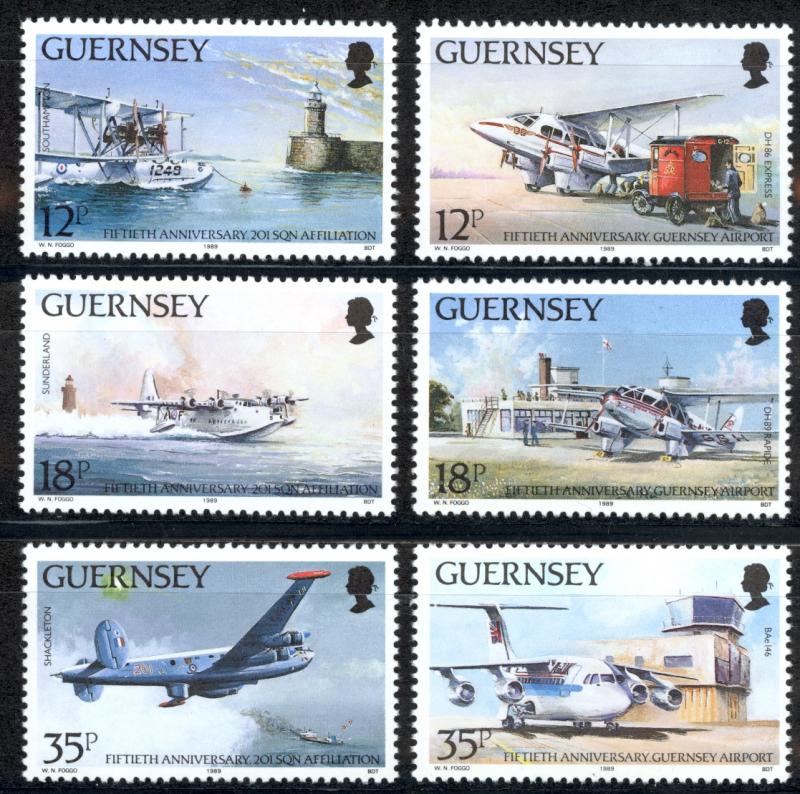 Guernsey Sc# 404-409 MNH 1989 Aircraft