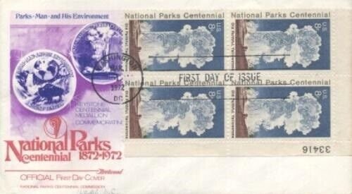 1453 8c YELLOWSTONE NATIONAL PARK - Plate block of 4