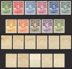 Basutoland SG18/28 1938 KGVI Wmk Mult Script CA Set of 11 M/M