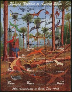 Palau 369 ar sheet, MNH. Michel 888-905 ZD-bogen. Flying Dinosaurs, 1995.