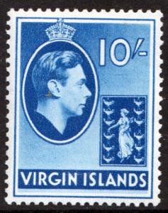 British Virgin Islands 1938 10 10/- Blue Chalk SG120 Mint Never Hinged MNH UMM