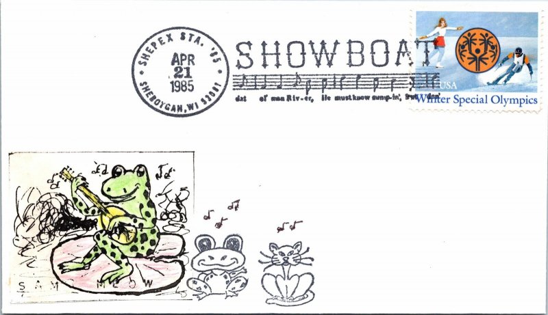 SHOWBOAT MUSIC SPECIAL CANCEL COVER INCLUDING HAND-PAINTED ADD-ON CACHET 1985