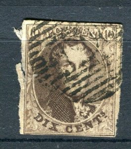 BELGIUM; 1850s classic Leopold Imperf issue used Shade of 10c. value