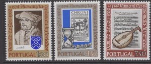 PORTUGAL SG1524/6 1974 DAMILAO DE GOIS(SCHOLAR & DIPLOMAT) MNH