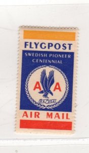 USA - Flygpost Swedish Pioneer Centennial American Airlines Air Mail -  MNH