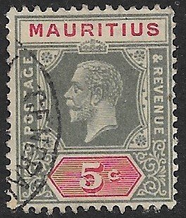 MAURITIUS 1922-34 KGV 5c Portrait Issue Sc 184 VFU