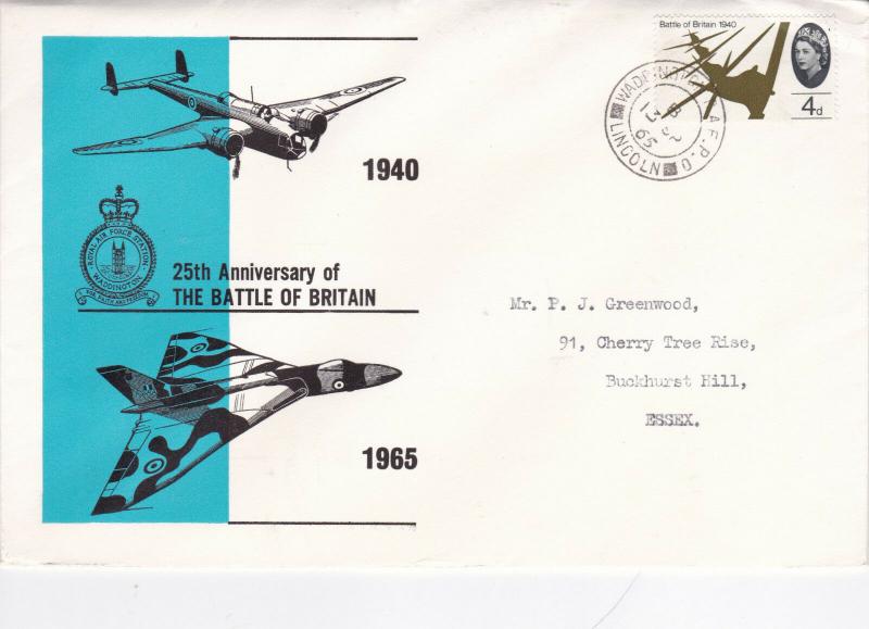 GB 1965 Battle of Britain FDC Waddington RAFPO CDS VGC