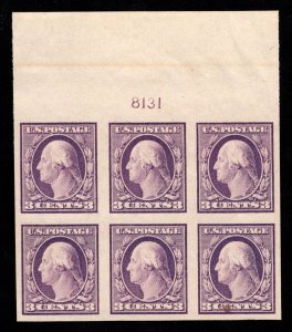 MOMEN: US STAMPS #483 PLATE BLOCK OF 6 MINT OG NH VF LOT #89301