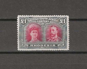 RHODESIA 1910/13 £1 RSC E MINT