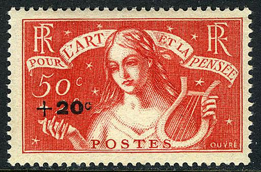 France B47, MNH. Symbolic of Music, new value, 1936