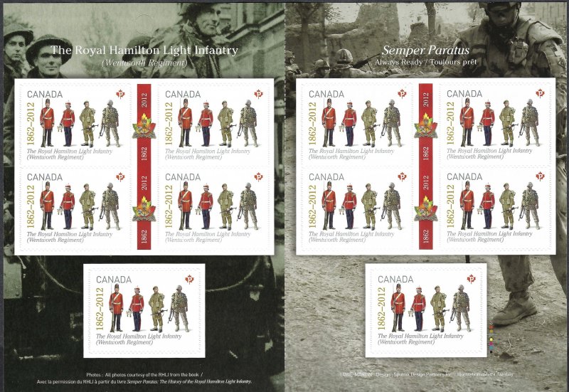 Canada #2579a P Royal Hamilton Light Infantry (2012). Booklet of 10. MNH