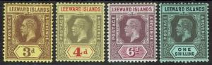 LEEWARD ISLANDS 1912 KGV 3D TO 1/- WMK MULTI CROWN CA 