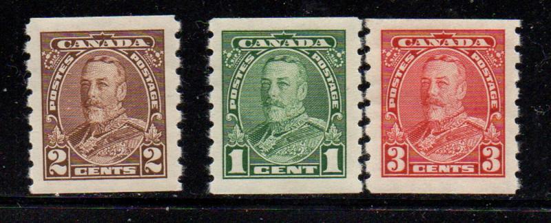 Canada Sc 228-30 1935 G V coil stamp set mint