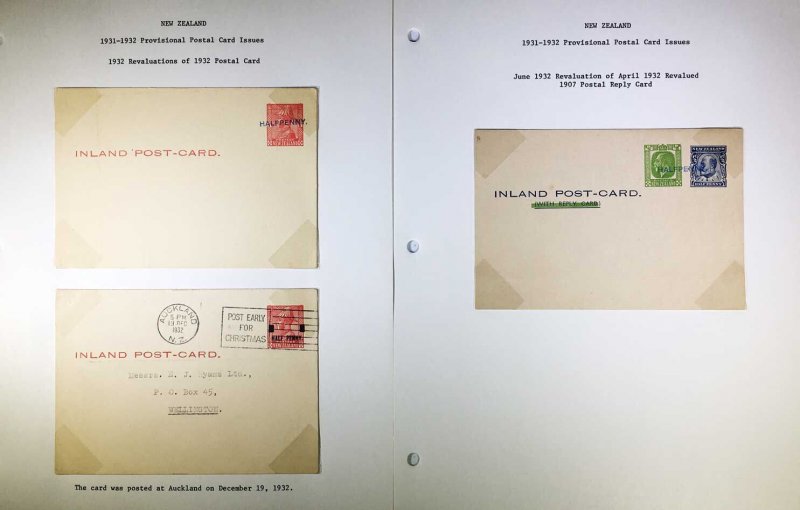 New Zealand Postal Card Collection. Exhibit Style pages 1879-1935 (14268) 